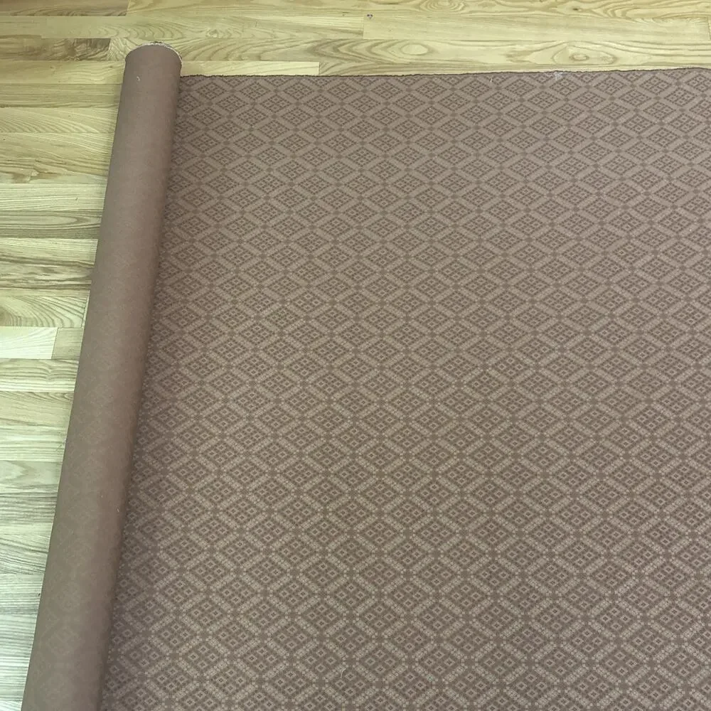 Vintage Brunschwig Fils Small Diamond Brocade Terracotta 5 yds Decorator Fabric